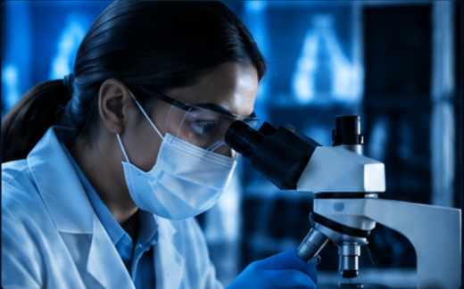 Profesional trabajando con un microscopio